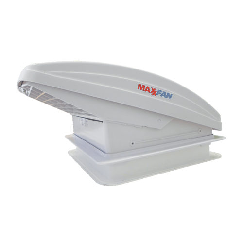 Maxxair Deluxe Rain Dome 12Volt 10 speed fan White lid 14” x 14” manual lift